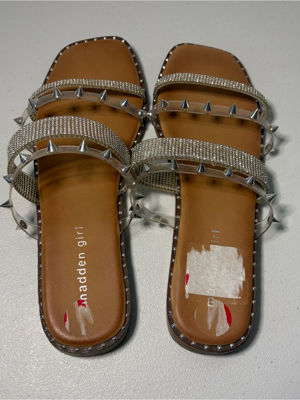 Madden Girl Silver Rhinestone & Spike Sandals